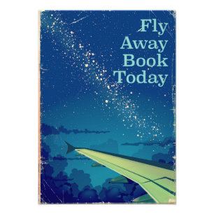 Flieg heute weg Buch Vintage-Flugposter Fotodruck