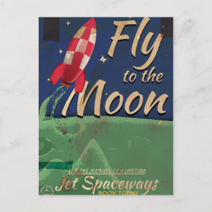 Flieg mich zum Mond Vintage-Reiseposter Postkarte