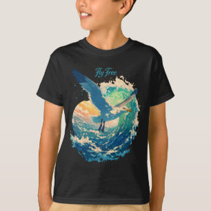 Flieg Möwe Ozean Sonnenuntergang Szene Küstenperfo T-Shirt