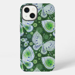 Flieg weg Paisley-Schmetterlingsdruck Grün iPhone Hülle