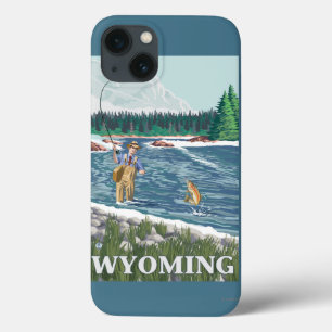 Fliege FishermanWyomingVintage Reise-Plakat iPhone 13 Hülle