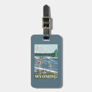 Fliege FishermanWyomingVintage Reise-Plakat Gepäckanhänger