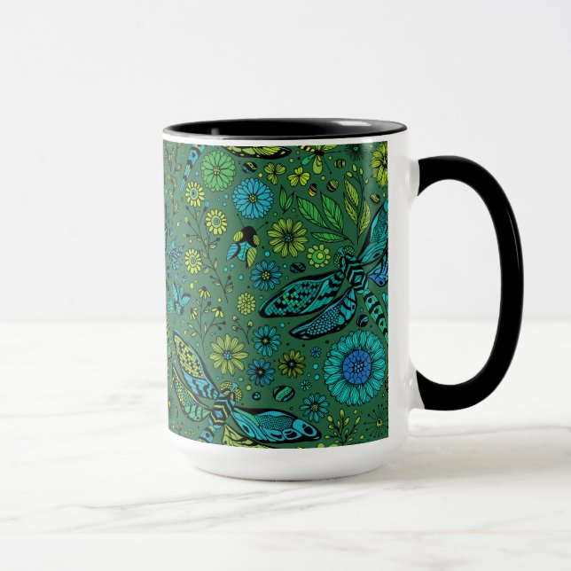 Fliege, Fliegenfliege auf smaragdgrünen Tasse (Rechts)