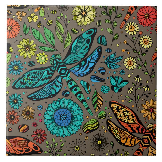 Fliege, Fliegenklingelfliege in Braun Fliese (Vorderseite)