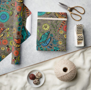 Fliege, Fliegenklingelfliege in Braun Geschenkpapier