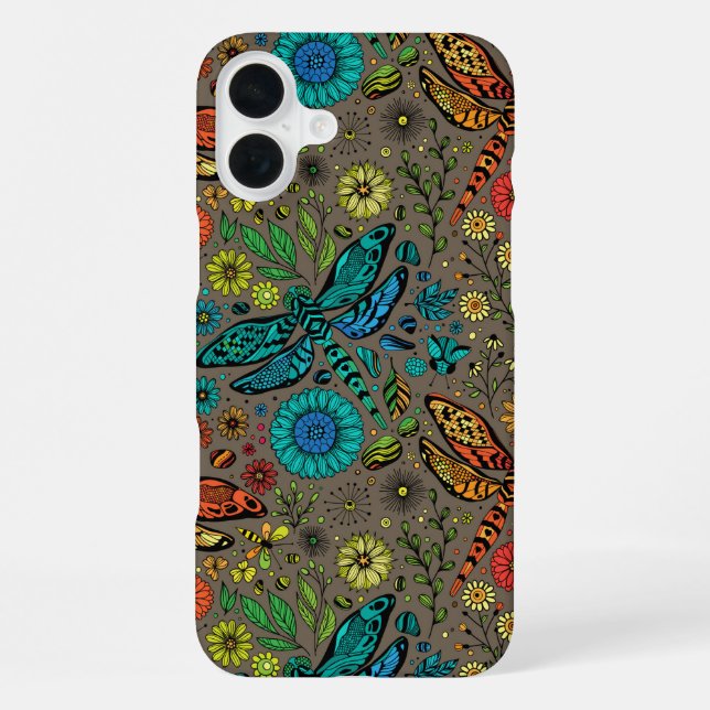 Fliege, Fliegenklingelfliege in Braun iPhone 16 Plus Hülle (Rückseite)