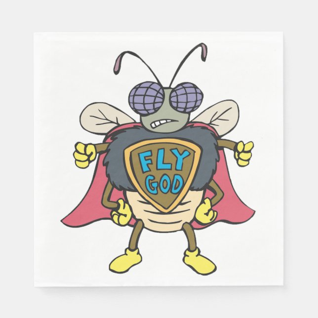 Fliege Gott Superheld Fliege Insekten Charakter Serviette (Vorderseite)