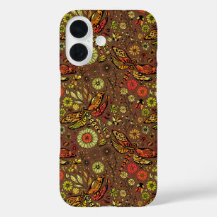 Fliege, Libelle auf Zimtbraun iPhone 16 Hülle
