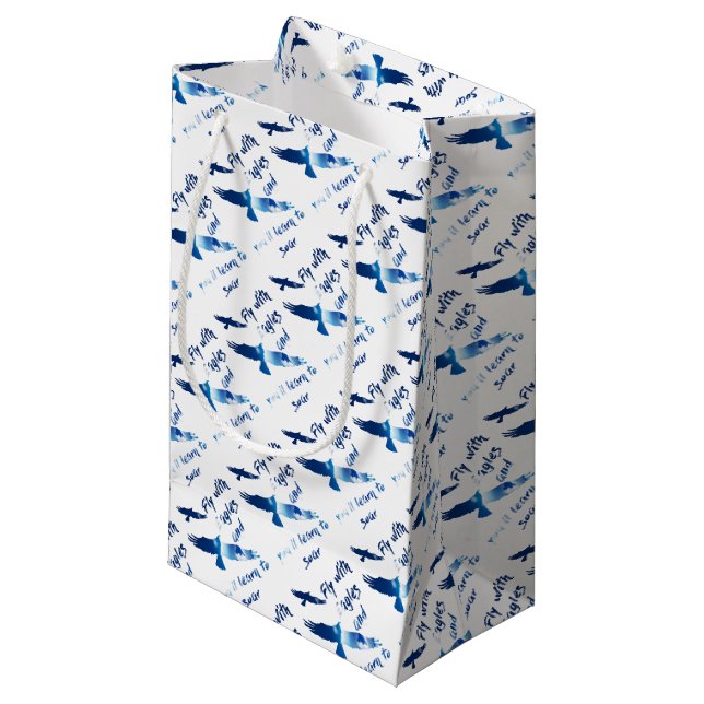 Fliege mit Adlern Kleine Geschenktüte (Vorderseite Schrägansicht)