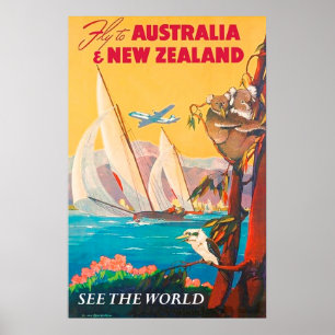 Fliege nach Australien und Neuseeland, sehen die Poster
