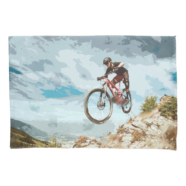 Fliegen abwärts auf eine Mountainbike Kissenbezug (Vorderseite)
