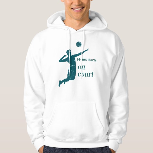 Fliegen beginnt am Platz, Volleyball Hoodie (Vorderseite)
