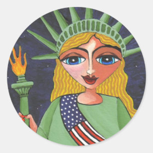 Fliegen-Dame Liberty - Aufkleber
