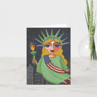 Fliegen-Dame Liberty - notecard/lädt ein Einladung