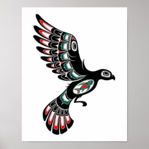 Fliegen des roten und schwarzen poster