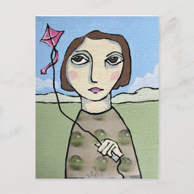 Fliegen eines Drachen Postkarte (Vorderseite)