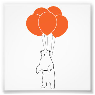 Fliegen-Eisbär mit Ballonen Fotodruck