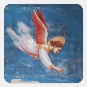 FLIEGEN-ENGEL IM BLAUEN HIMMEL, QUADRATISCHER AUFKLEBER