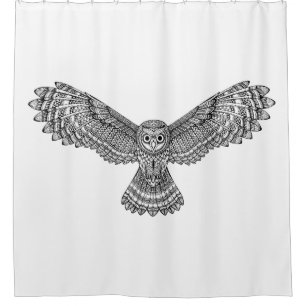 Fliegen-Eule Zendoodle Duschvorhang