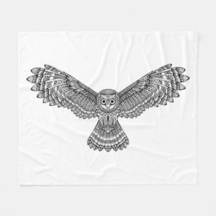 Fliegen-Eule Zendoodle Fleecedecke
