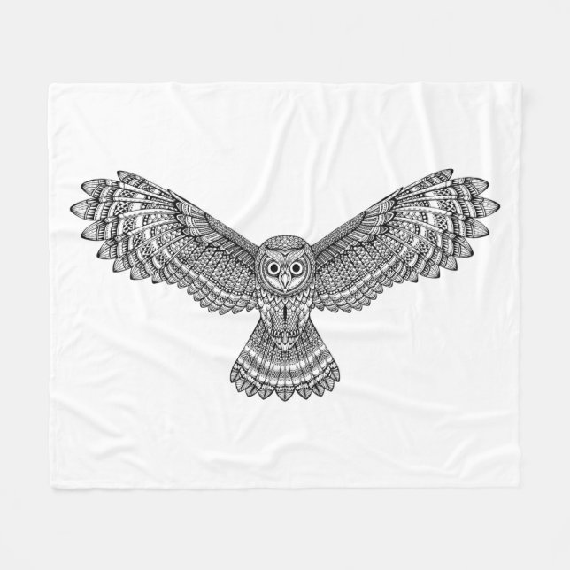 Fliegen-Eule Zendoodle Fleecedecke (Vorderseite (Horizontal))