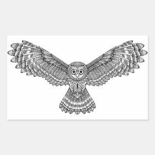 Fliegen-Eule Zendoodle Rechteckiger Aufkleber