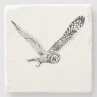 Fliegen-Eulen-Illustrations-Stein-Untersetzer