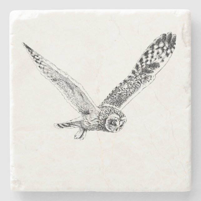 Fliegen-Eulen-Illustrations-Stein-Untersetzer Steinuntersetzer (Vorderseite)