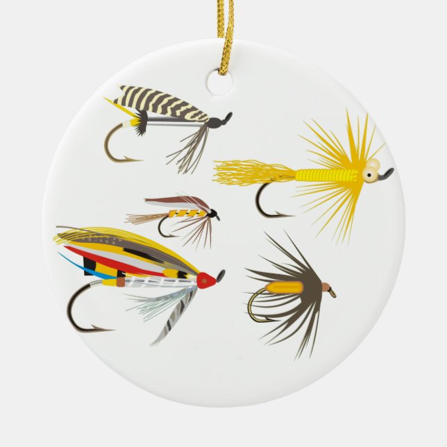Fliegen-Fischen-Köder Keramik Ornament (Vorne)