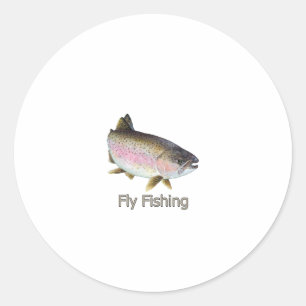 Fliegen-Fischen-Regenbogenforelle-Logo Runder Aufkleber