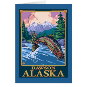 Fliegen-Fischen-Szene - Dawson, Alaska