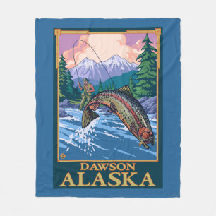 Fliegen-Fischen-Szene - Dawson, Alaska Fleecedecke