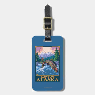Fliegen-Fischen-Szene - Dawson, Alaska Gepäckanhänger