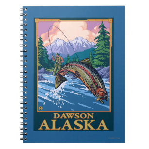 Fliegen-Fischen-Szene - Dawson, Alaska Notizblock