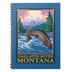 Fliegen-Fischen-Szene - Gallatin-Fluss, Montana Notizblock