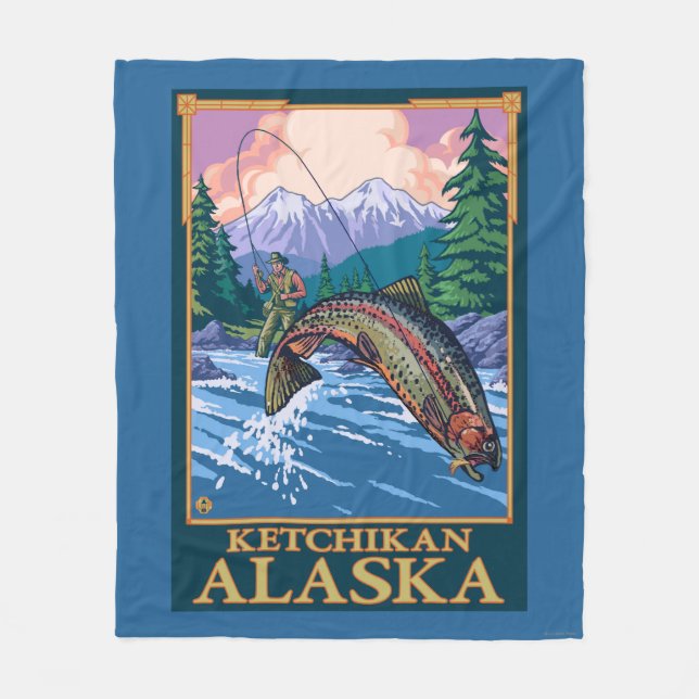Fliegen-Fischen-Szene - Ketchikan, Alaska Fleecedecke (Vorderseite)