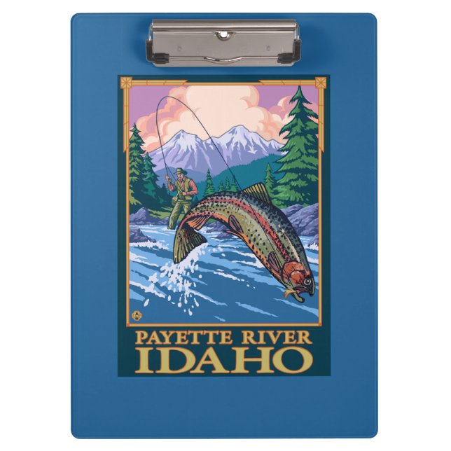 Fliegen-Fischen-Szene - Payette Fluss, Idaho Klemmbrett (Vorderseite)