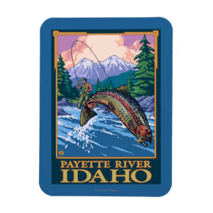 Fliegen-Fischen-Szene - Payette Fluss, Idaho Magnet