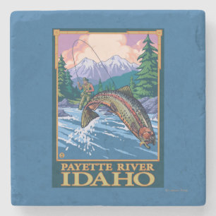 Fliegen-Fischen-Szene - Payette Fluss, Idaho Steinuntersetzer