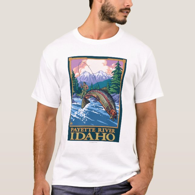 Fliegen-Fischen-Szene - Payette Fluss, Idaho T-Shirt (Vorderseite)