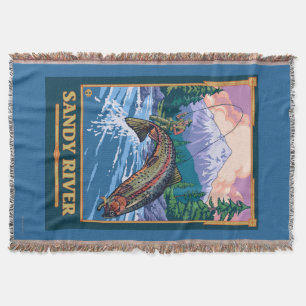 Fliegen-Fischen-Szene - Sandy-Fluss, Oregon Decke