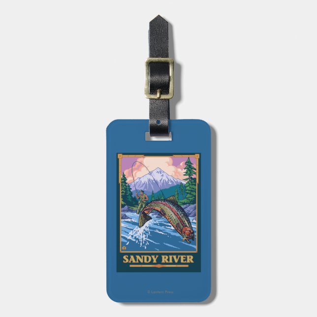 Fliegen-Fischen-Szene - Sandy-Fluss, Oregon Gepäckanhänger (Vorderseite vertikal)