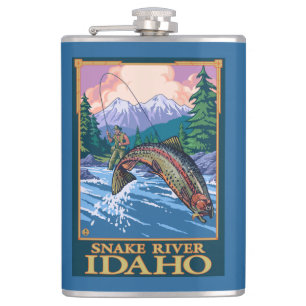 Fliegen-Fischen-Szene - Snake River, Idaho Flachmann