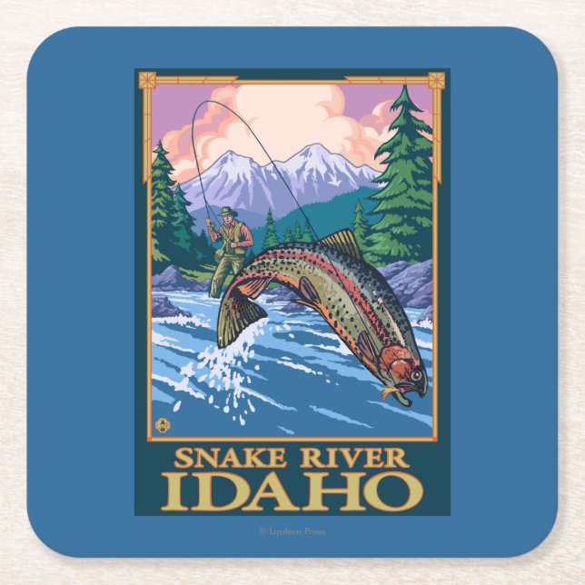 Fliegen-Fischen-Szene - Snake River, Idaho Rechteckiger Pappuntersetzer (Vorderseite)