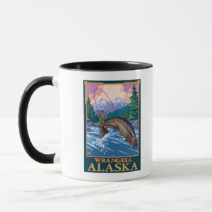 Fliegen-Fischen-Szene - Wrangell, Alaska Tasse