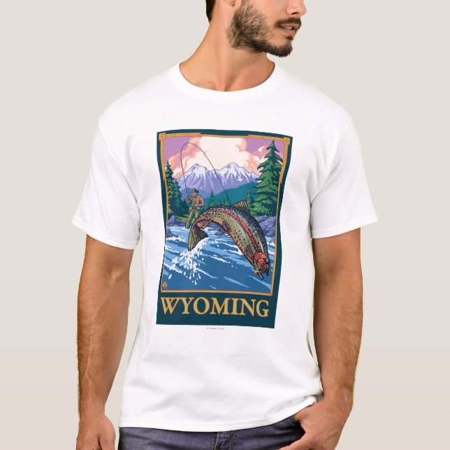 Fliegen-Fischen-Szene - Wyoming T-Shirt (Vorderseite)