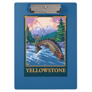 Fliegen-Fischen-Szene - Yellowstone Nationalpark Klemmbrett