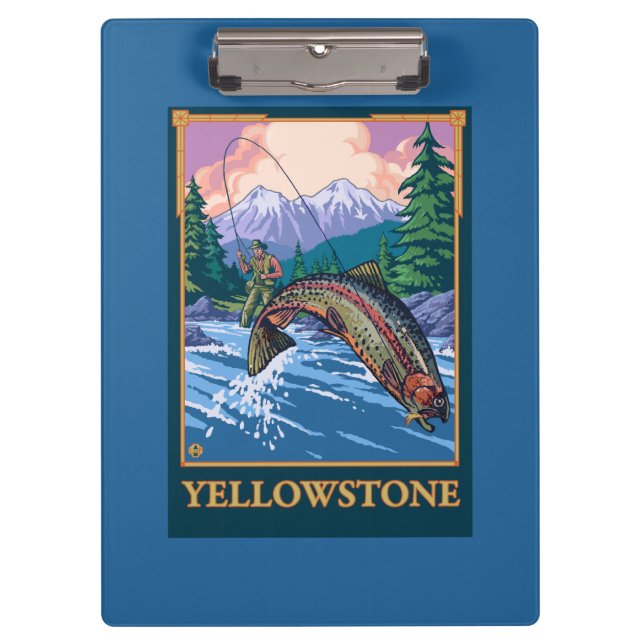 Fliegen-Fischen-Szene - Yellowstone Nationalpark Klemmbrett (Vorderseite)