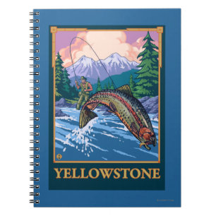 Fliegen-Fischen-Szene - Yellowstone Nationalpark Notizblock