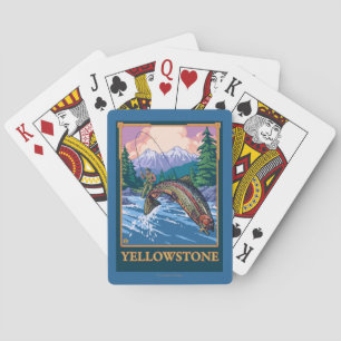 Fliegen-Fischen-Szene - Yellowstone Nationalpark Spielkarten